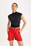 Defactofit Crop Stand Collar Sportsman Short Sleeve Heavy Fabric T-Shirt B8966Ax24Sm - 3