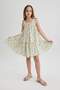 Girl's Strap Floral Print Summer Dress Y6957A624Sm - 4
