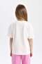 Relax Fit Crew Neck Printed Short Sleeve T-Shirt Girl Child B5125A824Hs - 6