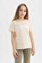 Girl's Crew Neck Printed Short Sleeve T-Shirt C7382A824Sm
