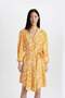Marocain Long Sleeve Midi Dress with Peep Collar Floral Pattern C3386Ax24Sm - 5