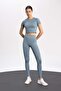 Defactofit Crop Crew Neck Athlete Seamless Short Sleeve T-Shirt B4568Ax24Sp - 2