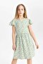 100% Cotton Patterned Short-Sleeved Dress for Girls B4339A824Sm - 3