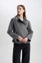 Regular Fit Jacket Collar Pocket Belt Zipper Short Cashmere Coat B8830Ax23Wn - 3