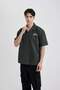 Relax Fit Apaş Collar Back Printed Cotton Short Sleeve Shirt B9778Ax24Sm - 3