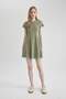 A-Line Ribbed Camisole Mini Short Sleeve Washed Faded Effect Dress C1700Ax24Sp - 2