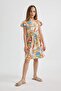 Girl's Patterned Short Sleeve Dress B4339A824Sm