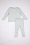 Baby Girl Embroidered Long Sleeve Ribbed Camisole Pajama Set B9239A524SP - 6
