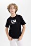 Boy's Crew Neck Printed Short Sleeve T-Shirt C0953A824Sm