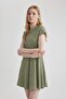 A-Line Ribbed Camisole Mini Short Sleeve Washed Faded Effect Dress C1700Ax24Sp - 3
