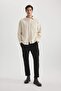 Oversize Wide Fit Polo Neck Waffle Long Sleeve Shirt C2841Ax24Sp - 6