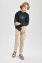 Boy's Cargo Pocketed Waist Lace-Up Elastic Leg Jogger Gabardine Trousers Z1572A624Sp - 3