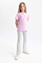 Flare Fit Corded Fabric Ribbed Knit Pants Girls B5585A824Sm - 3