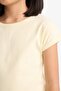 Slim Fit Crew Neck Basic Ribbed Short Sleeve T-Shirt Girls B3053A824Sm - 8