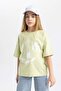 Girls' Relax Fit Crew Neck Printed Short Sleeve T-Shirt B5097A824Sm