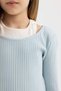 Slim Fit Narrow Cut Crew Neck Ribbed Camisole Long Sleeve T-Shirt Girls B7388A824Sp - 5