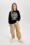 Girl's Oversize Wide Fit Crew Neck Printed Sweatshirt C0249A824Sp - 2