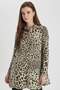 Regular Fit Leopard Print Long Sleeve Shirt Tunic Z5833Az24Sp