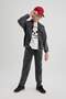 College Collar Zippered Double Pocket Seasonal Lightweight Jean Bomber Jacket for Boys B5500A824Sp - 4