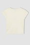 Girl's Slim Fit Crew Neck Printed Ribbed Short Sleeve T-Shirt C1433A824Sm - 7