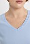 Slim Fit V-Neck Rib Basic Short Sleeve T-Shirt I1080Az24Sm - 5