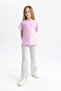Flare Fit Corded Fabric Ribbed Knit Pants Girls B5585A824Sm
