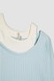 Slim Fit Narrow Cut Crew Neck Ribbed Camisole Long Sleeve T-Shirt Girls B7388A824Sp - 8