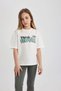 Girls' Relax Fit Crew Neck Printed Short Sleeve T-Shirt B5092A824Sm - 4