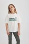 Girls' Relax Fit Crew Neck Printed Short Sleeve T-Shirt B5092A824Sm - 3