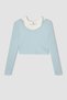 Slim Fit Narrow Cut Crew Neck Ribbed Camisole Long Sleeve T-Shirt Girls B7388A824Sp - 7