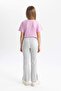 Flare Fit Corded Fabric Ribbed Knit Pants Girls B5585A824Sm - 6