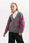 Girls' Floral V-Neck Knitwear Cardigan X9530A623Wn - 5