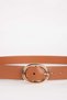 Women's Oval Buckle Faux Leather Classic Belt B4118axns - 3