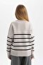 Girls' Striped Crew Neck Sweater Z0194A623Au - 6