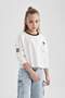Girls Disney Mickey & Minnie Crop Crew Neck Long Sleeve T-Shirt B9872A824Sp - 6