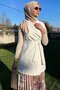 Beige Floral Pleated Skirt - 7