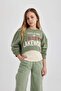 Cropped Pad Fıt Crew Neck 2-Piece Sweatshirt for Girls B7374A824Sp