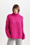 Oversized Wide Fit Turtleneck Shiny Fabric Sweater B7609Ax23Wn - 6