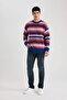 Standard Fit Striped Crew Neck Sweater Sweater B8775Ax23Cw - 2