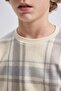 Boy's Crew Neck Patterned Flannel Sweatshirt B5390A823Wn - 5