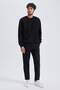 Regular Fit Crew Neck Basic Plain Plush Sweatshirt A6818Ax23Wn - 2