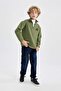 Boy's Oversize Wide Fit Stand Collar Printed Thick Sweatshirt B1735A823Wn - 5
