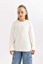 Girl's Crew Neck Knitted Sweater B1926A823Wn - 4
