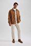 Relax Fit Polo Collar Woolen Look Long Sleeve Shirt Jacket A5111Ax23Au - 5