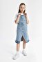 Girl's Slit Salopet Jean Dress C0519A824Sp - 6