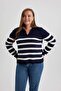 Regular Fit Polo Neck Striped Knitwear Sweater 3113771 - 7