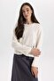 Crochet Fit Crew Neck Long Sleeve Crochet T-Shirt Tunic B3717Ax23Au - 7