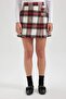 Coool Checked High Waist Side Zipper Flannel Mini Ete B3639Ax23Wn - 7