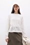 Crochet Fit Crew Neck Long Sleeve Crochet T-Shirt Tunic B3717Ax23Au - 3
