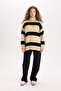 Relax Fit Turtleneck Striped Knitwear Sweater Tunic A8595Ax23Wn - 2